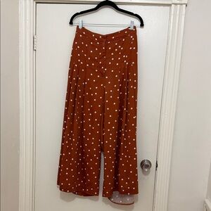 Anthropologie Rust Polka Dot Wide-Leg Jumpsuit/Pants